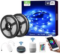 Lepro Ruban LED WiFi Connecté Alexa 10M RGB 5050 16 Millions de Couleurs, Bande LED Adjustable avec Minuterie et Télécommande, Compatible avec Alexa, Google Home, Smartphone APP (2.4GHz, 2 * 5m)