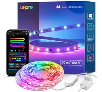 Lepro S1 IA Ruban LED Connecté 30M, Concepteur d'Éclairage IA Personnalisé, Bande LED Wifi RGB+IC App Contrôle, Sync Musique, Compatible avec Alexa et Google Assistant pour Maison Chambre Gaming