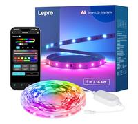 Lepro S1 IA Ruban LED Connecté 5M, Concepteur d'Éclairage IA Personnalisé, Bande LED Wifi RGB+IC App Contrôle, Sync Musique, Compatible avec Alexa et Google Assistant pour Maison Chambre Fête Gaming