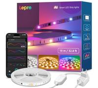 Lepro S2 IA Ruban LED Connecté 10M, Concepteur d'Éclairage IA Personnalisé, Bande LED RGB+CCT Contrôle App, Contrôle Segmenté Intelligent, Sync Musique, Compatible avec Alexa et Google Assistant