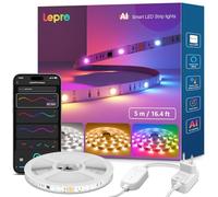 Lepro S2 IA Ruban LED Connecté 5M, Concepteur d'Éclairage IA Personnalisé, Bande LED RGB+CCT Contrôle App, Contrôle Segmenté Intelligent, Sync Musique, Compatible avec Alexa et Google Assistant