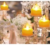 Lepwings 4 Bougies Chauffe-plat LED Rechargeables avec Télécommande et Minuterie, Autonomie de 18 à 95h, Flamme Vacillante et Lumière Continue, Lumière Jaune Chaude, Pour Noël, Dîner et Soirées