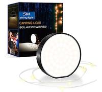 Lepwings Lampe Camping Solaire Rechargeable, Lanterne LED Portable avec Guirlande Lumineuse 5 Mètres, 90 Heures d'Éclairage, Batterie Externe 4000mAh, Étanche IP54, Idéale pour Pêche, Bivouac, Secours