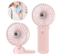 Lepwings Ventilateur à main portable, mini ventilateur rechargeable USB, 3 en 1 Ventilateur de table pliable 180° avec cordon pour le cou, 4 vitesses et 5,5 à 16 heures de travail - Rose