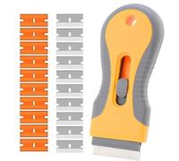 LEPZUR 1 Grattoir de Plaque de Cuisson Vitrocéramique avec 20 Lames - Grattoir Télescopique, 10 Lames Plastique + 10 Acier Carbone - Nettoyage Universel pour Cuisinière, Four