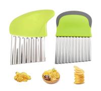 LEPZUR 2 Pcs Coupe Pomme De Terre Coupe Frite En Acier Inoxydable Avec Rainures Trancheuses Pour Couper Les Pommes De Terre Les Oignons Les Concombres Les Carottes Vertes 2 Styles