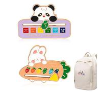 LEPZUR Lot de 2 Social Battery Broches Émaillées Batterie Sociale, Indicateur d'Humeur Arc-en-Ciel(Modèles Panda & Lapin)