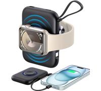 leQuiven 5000mAh Chargeur sans Fil pour Apple, Chargeur Portable pour Apple Watch 9/8/7/6/5/4/3, Chargeur pour iPhone 15/14/13/12, PowerBank pour iWatch(Black)