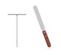 LERANXIN 2 Pièces Acier Inoxydable Crêpes Spatule, Acier Inoxydable Distributeur et Spatule à Crêpes, Crepiere Inox en Forme de T, étaleur de Pâte, pour Cuisine à la Maison Cuisson Outils de Cuisson