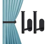 LERANXIN 2 Pièces Embrase de Rideaux, en Forme de L Embrasses à Rideaux, sans Perforation Embrasse Rideau, Noir, avec Instructions, pour Décorer des Rideaux et Suspendre des Objets