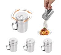 LERANXIN Salière avec Couvercle, Sucrier pour Sucre en Poudre, Pot à Epices - 4-Pcs Ens Pots Inox 5,1cm ×7,8cm pour Cuisine & Camping