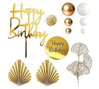 LERANXIN Set Déco Gâteau Anniversaire 29 Pièces, Cake Toppers Blanc et or | Décorations de Gâteau D'anniversaire, Adaptées Aux Mariages, Anniversaires et Célébrations Diverses