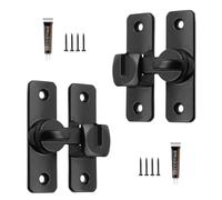 LERANXIN Verrou Porte Coulissante, 2 Paires Loquet-Porte 90/180 Degrés, Alliage D'aluminium Loquet Porte Interieure, Noir Verrouillage-Porte, avec Vis et Adhésif, pour Chambre et Salle de Bain