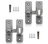 LERANXIN Verrou Porte Coulissante, 2 Paires Loquet Porte Interieure, Alliage D'aluminium Loquet-Porte 90/180 Degrés, Gris Verrouillage-Porte, avec Vis et Adhésif, pour Chambre et Salle de Bain