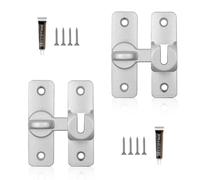 LERANXIN Verrou Porte Coulissante, 2 Paires Loquet Porte Interieure, Argent Loquet-Porte 90/180 Degrés, Alliage D'aluminium Verrouillage-Porte, avec Vis et Adhésif, pour Chambre et Salle de Bain