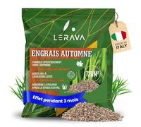 LERAVA AUTOMNE Engrais gazon automne - 3 mois d'effet longue durée - engrais potassique riche en magnésium - pour un gazon dense, vert profond et robuste - résistance maximale à l'hiver - 720m²