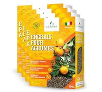 LERAVA Engrais Bio Agrumes (4x800g) - Nutrition Naturelle pour Citronnier en Pot - Croissance Vigoureuse et Saveur Intense - Avec Bouchon Distributeur - 100% Made in Italy