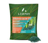 LERAVA® Engrais gazon été (100m²) - Nutrition équilibrée pour pelouse verte et dense - anti mousse gazon granulés riche en azote -Croissance résistance à la sécheresse - Idéal entretien pelouse jardin