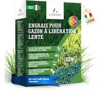 LERAVA Engrais Gazon Longue Durée (180 m²) - NPK granulé à libération lente - Fertilisant pelouse riche en azote - Croissance homogène I nutrition durable - Pour pelouses et espaces verts