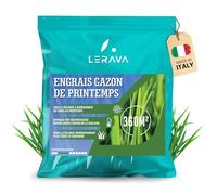 LERAVA Engrais gazon printemps (360m²) - Engrais pelouse libération d’azote 3 mois - Fertilisant gazon avec Bacillus subtilis - Stimule la croissance et renforce la résistance des graminées - 9kg