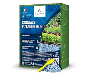 LERAVA® Engrais Universel pour Potager - 3,6kg - Bleu - Certifié CE - Améliore la Structure du Sol - Plantes Saines - Granulé NPK pour Jardin