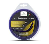 LERAVA® Fil debroussailleuse 3mm renforce - ⌀3mm x 15 m - Fil Coupe Bordure Robuste et Durable - Nylon renforcé avec Fibre de Verre - Bobine de Fil debroussailleus 100% fabriqué en Italie
