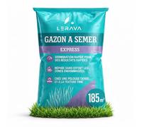 LERAVA® Gazon à Semer EXPRESS (185m²) - Graines de Gazon Rustique à Croissance Rapide et Résistante au Piétinement - Pelouse Densément Verte pour Jardin, Terrain et Espaces Extérieurs - 4,6kg