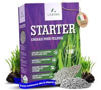 LERAVA STARTER® engrais pour gazon - favorise la croissance des racines - à combiner avec les semences de gazon - renforce la résistance - engrais pelouse - engrais gazon printemps - 15m²
