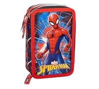 L'ERBAVOGLIO - SPIDERMAN - Trousse scolaire 3 fermetures éclair originale SPIDERMAN - avec 44 pièces - Produit officiel MARVEL (ROUGE/NOIR)