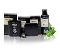 L'Erbolario - Coffret cadeau noir genévrier : shampooing douche, lotion déodorante, parfum, savon pour tout le corps