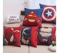 Lercavia Housse de coussin 5 pièces en lin câlin Avengers Super héros Spiderman Iron Man Superman Captain America Décoration de la maison Housse de coussin 45 x 45 cm