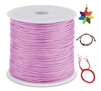 LEREATI 0.8mm Fil Nylon pour Bracelet Perle 100m Cordon Bracelet Macramé Fil de Jade, Cordon Satin pour Arts Créatifs, Bijoux, Décorations (Rose)