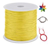 LEREATI 0.8mm Fil Nylon pour Bracelet Perle 100m Cordon Bracelet Macramé Fil de Jade, Cordon Satin pour Arts Créatifs, Bijoux, Décorations (Jaune Citron)