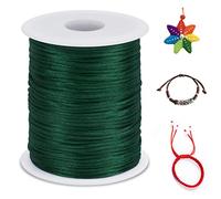 LEREATI 1.5mm Fil Nylon pour Bracelet Perle 100m Cordon Bracelet Macramé Fil de Jade, Cordon Satin pour Arts Créatifs, Bijoux, Décorations (Vert Foncé)