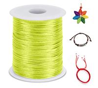 LEREATI 1.5mm Fil Nylon pour Bracelet Perle 100m Cordon Bracelet Macramé Fil de Jade, Cordon Satin pour Arts Créatifs, Bijoux, Décorations (Jaune Fluorescent)