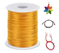LEREATI 2.5mm Fil Nylon pour Bracelet Perle 100m Cordon Bracelet Macramé Fil de Jade, Cordon Satin pour Arts Créatifs, Bijoux, Décorations (Jaune Or)
