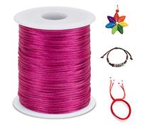 LEREATI 2.5mm Fil Nylon pour Bracelet Perle 100m Cordon Bracelet Macramé Fil de Jade, Cordon Satin pour Arts Créatifs, Bijoux, Décorations (Rouge Rosé)