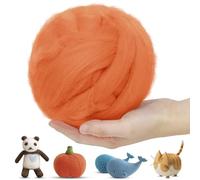 LEREATI 200g Laine a Feutrer, Fil de Laine pour Feutrage Humide et à L'aiguille, Grosse Laine Cardée pour Débutant, Laine Feutrée pour Artisanat ou DIY (Rouge Orangé)