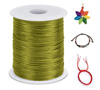 LEREATI 2mm Fil Nylon pour Bracelet Perle 100m Cordon Bracelet Macramé Fil de Jade, Cordon Satin pour Arts Créatifs, Bijoux, Décorations (Vert Armée)