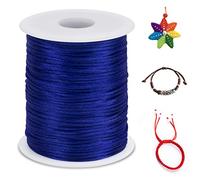 LEREATI 2mm Fil Nylon pour Bracelet Perle 100m Cordon Bracelet Macramé Fil de Jade, Cordon Satin pour Arts Créatifs, Bijoux, Décorations (Bleu Royal)