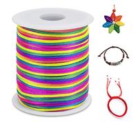 LEREATI 2mm Fil Nylon pour Bracelet Perle 100m Cordon Bracelet Macramé Fil de Jade, Cordon Satin pour Arts Créatifs, Bijoux, Décorations (Couleur)