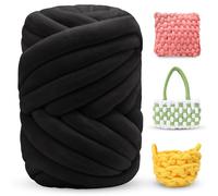 LEREATI 500g Grosse Laine à Tricoter à la Main Pelote Laine Grosse Maille Fil de Coton de Remplissage Tubulaire Chunky Yarn Fil Crochet 2cm, Fil Coton pour Crochet Sac Tapis Chapeaux Lit pour Animaux