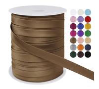 LEREATI Biais de Couture 15mm x 50m Passepoil Couture Ruban Satin, Galon Tapissier Biais Couture Ruban Tissu pour Couture, Banderoles, Passepoils, Vêtements (Café Clair)