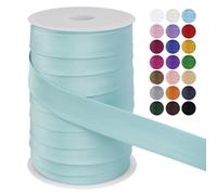 LEREATI Biais de Couture 25mm x 50m Passepoil Couture Ruban Satin, Galon Tapissier Biais Couture Ruban Tissu pour Couture, Banderoles, Passepoils, Vêtements (Bleu Aquatique)