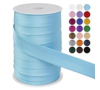 LEREATI Biais de Couture 25mm x 50m Passepoil Couture Ruban Satin, Galon Tapissier Biais Couture Ruban Tissu pour Couture, Banderoles, Passepoils, Vêtements (Bleu Clair)