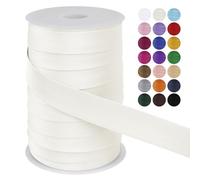 LEREATI Biais de Couture 25mm x 50m Passepoil Couture Ruban Satin, Galon Tapissier Biais Couture Ruban Tissu pour Couture, Banderoles, Passepoils, Vêtements (Blanc Cassé)