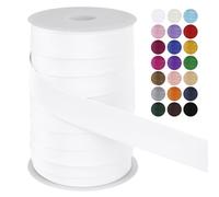 LEREATI Biais de Couture 25mm x 50m Passepoil Couture Ruban Satin, Galon Tapissier Biais Couture Ruban Tissu pour Couture, Banderoles, Passepoils, Vêtements (Blanc)