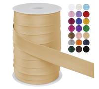 LEREATI Biais de Couture 25mm x 50m Passepoil Couture Ruban Satin, Galon Tapissier Biais Couture Ruban Tissu pour Couture, Banderoles, Passepoils, Vêtements (Champagne)