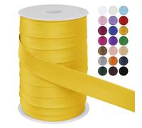 LEREATI Biais de Couture 25mm x 50m Passepoil Couture Ruban Satin, Galon Tapissier Biais Couture Ruban Tissu pour Couture, Banderoles, Passepoils, Vêtements (Jaune Clair)