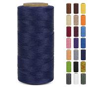LEREATI Bobine de Fil Ciré 0.8mm x 260m Fil Couture 150D Polyester pour Cuir, Cordon Plat pour Fabrication de Bijoux, Toile, Crochet, Bricolage, Artisanat, Couture (Bleu Royal)